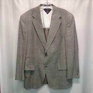 Vtg 90s Tommy Hilfiger Mens 42R Glen Plaid Blazer Grey Black Sport Coat USA Y2K